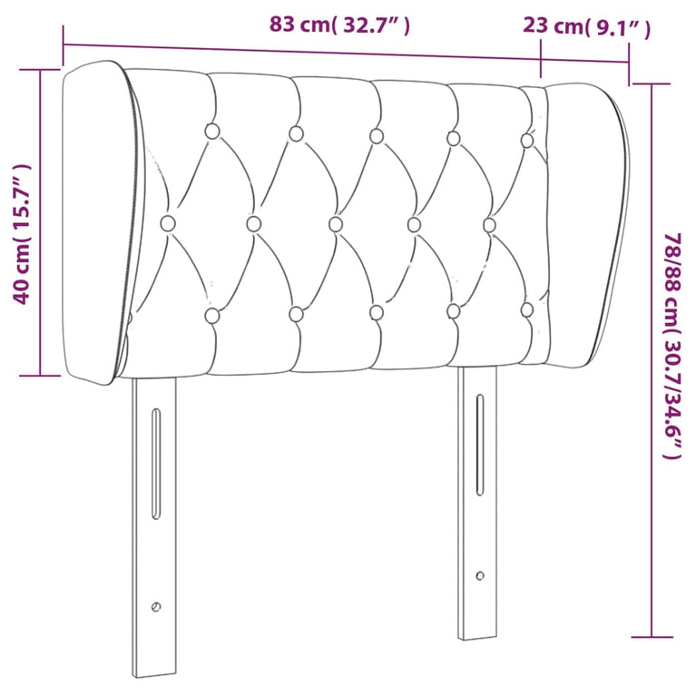 Hoofdbord met randen 83x23x78/88 cm stof blauw