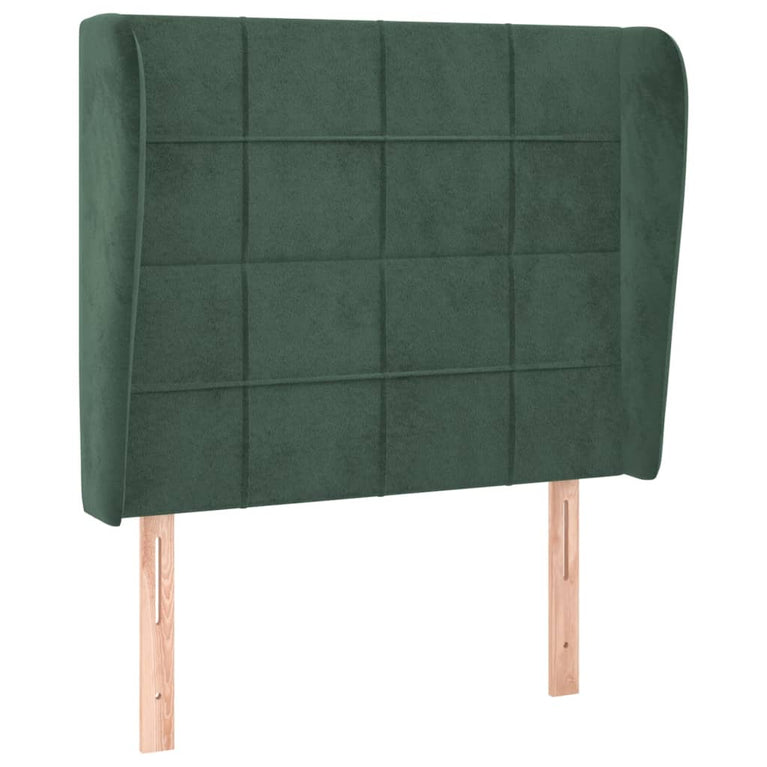 Hoofdbord met randen 103x23x118/128 cm fluweel donkergroen