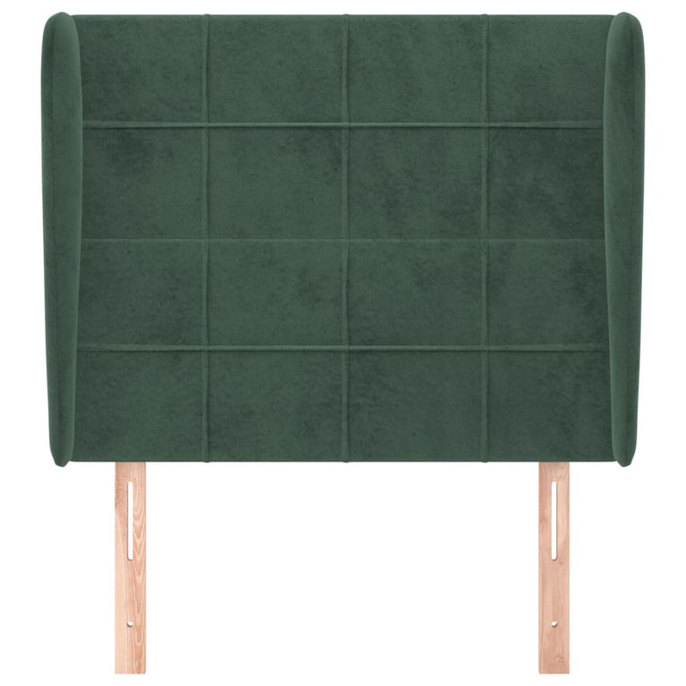 Hoofdbord met randen 103x23x118/128 cm fluweel donkergroen
