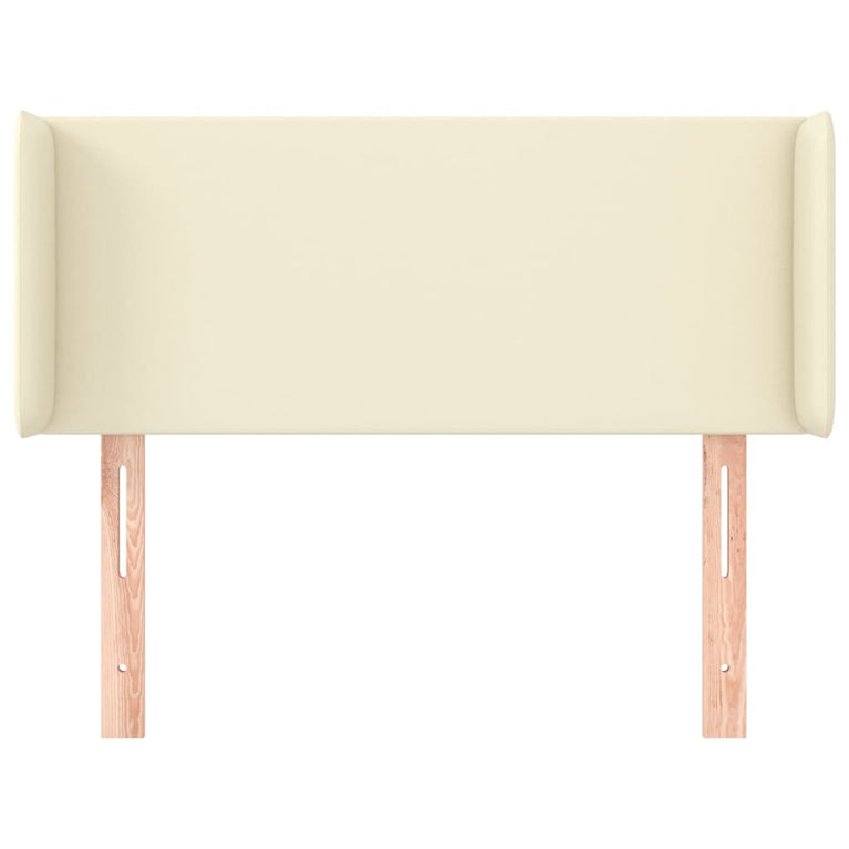 Hoofdbord met randen 93x16x78/88 cm kunstleer crèmekleurig