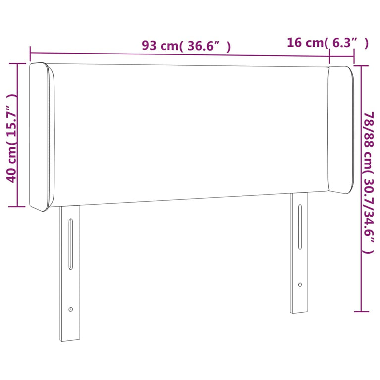 Hoofdbord met randen 93x16x78/88 cm kunstleer crèmekleurig