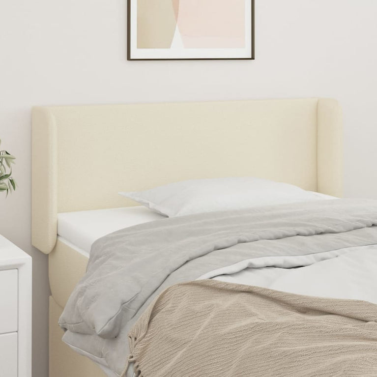 Hoofdbord met randen 93x16x78/88 cm kunstleer crèmekleurig