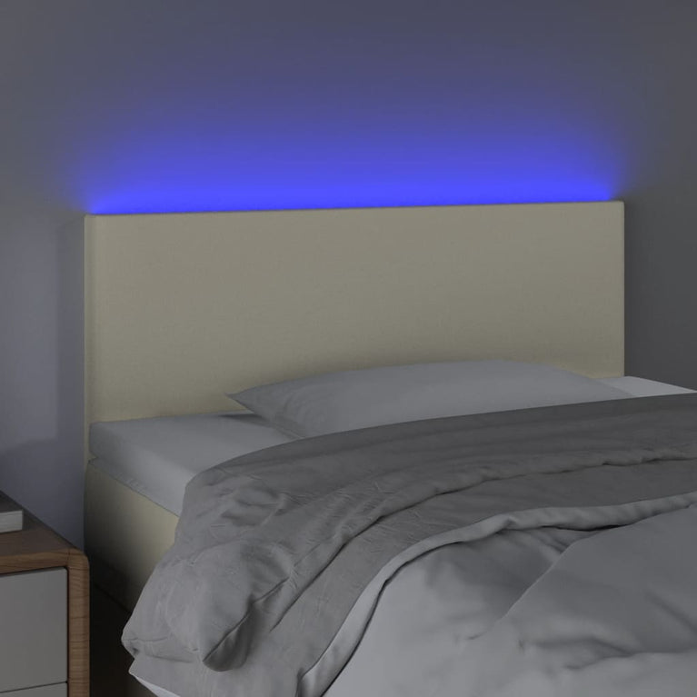 Hoofdbord LED 90x5x78/88 cm kunstleer crèmekleurig