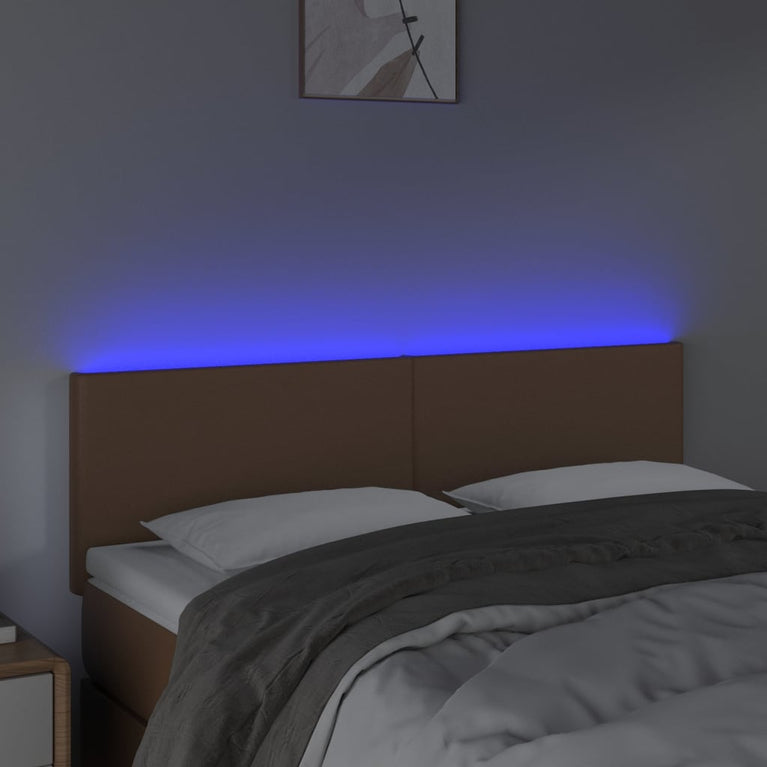 Hoofdbord LED 144x5x78/88 cm kunstleer bruin