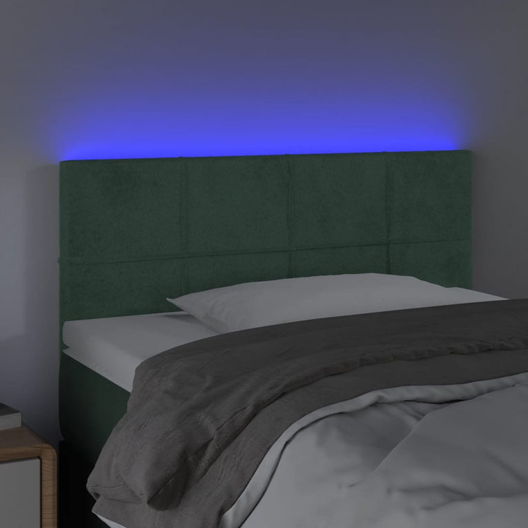 Hoofdbord LED 100x5x78/88 cm fluweel donkergroen