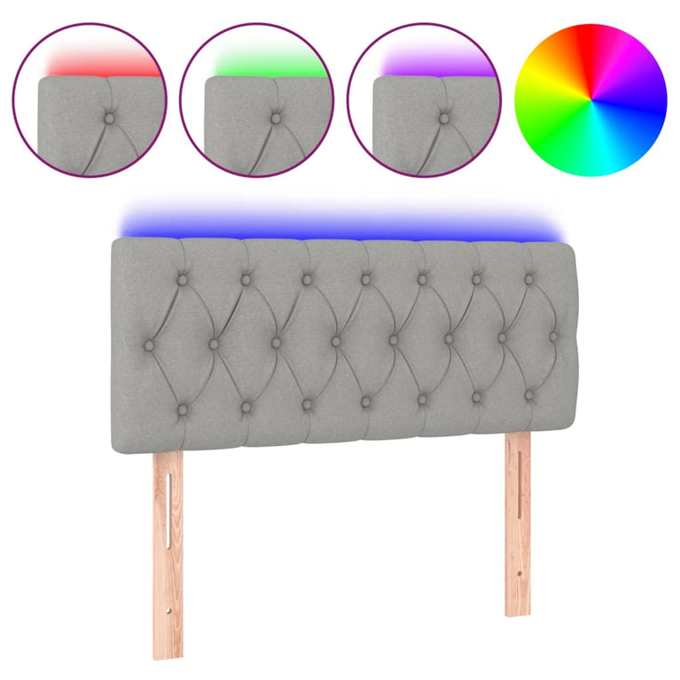 Hoofdbord LED 90x7x78/88 cm stof lichtgrijs