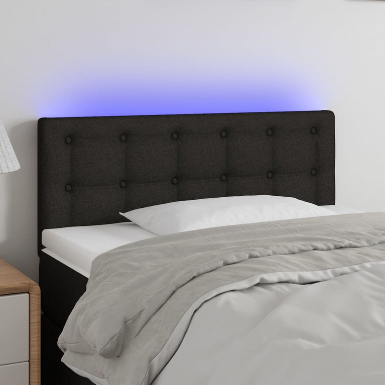 Hoofdbord LED 80x5x78/88 cm stof zwart