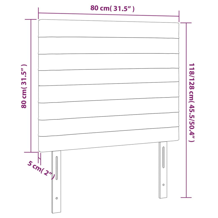 Hoofdbord LED 80x5x118/128 cm fluweel roze