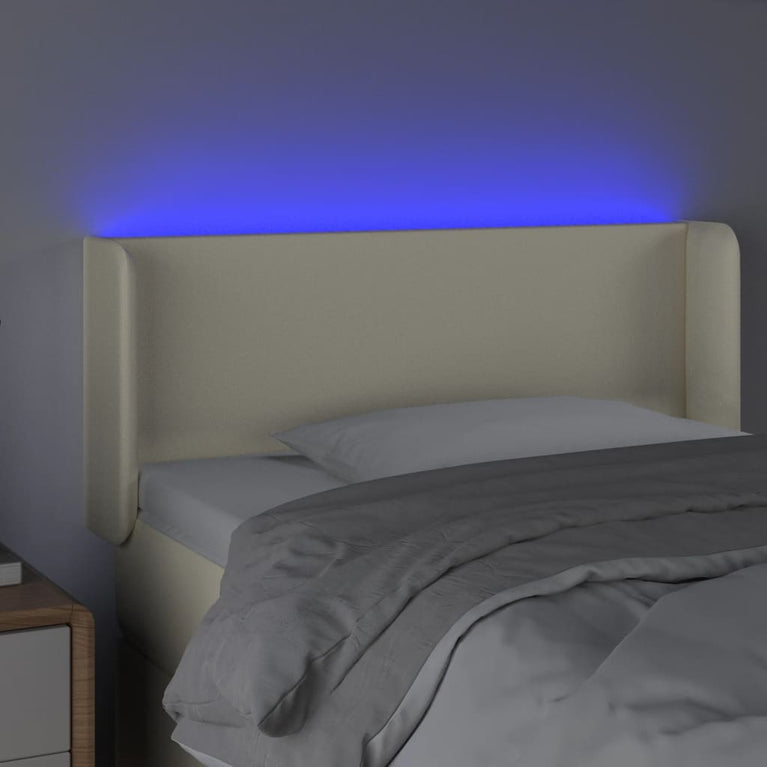 Hoofdbord LED 93x16x78/88 cm kunstleer crèmekleurig