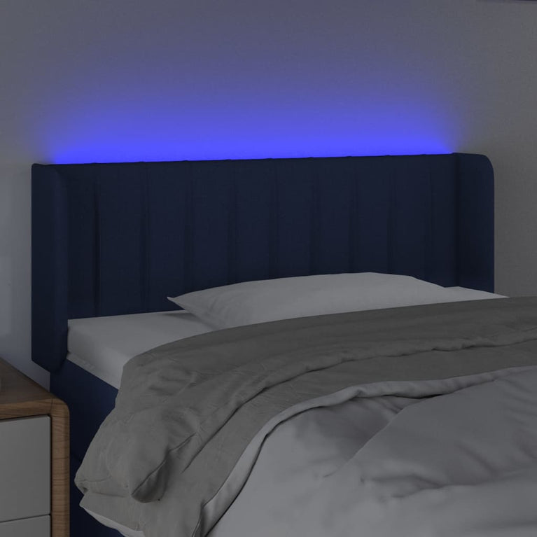 Hoofdbord LED 103x16x78/88 cm stof blauw