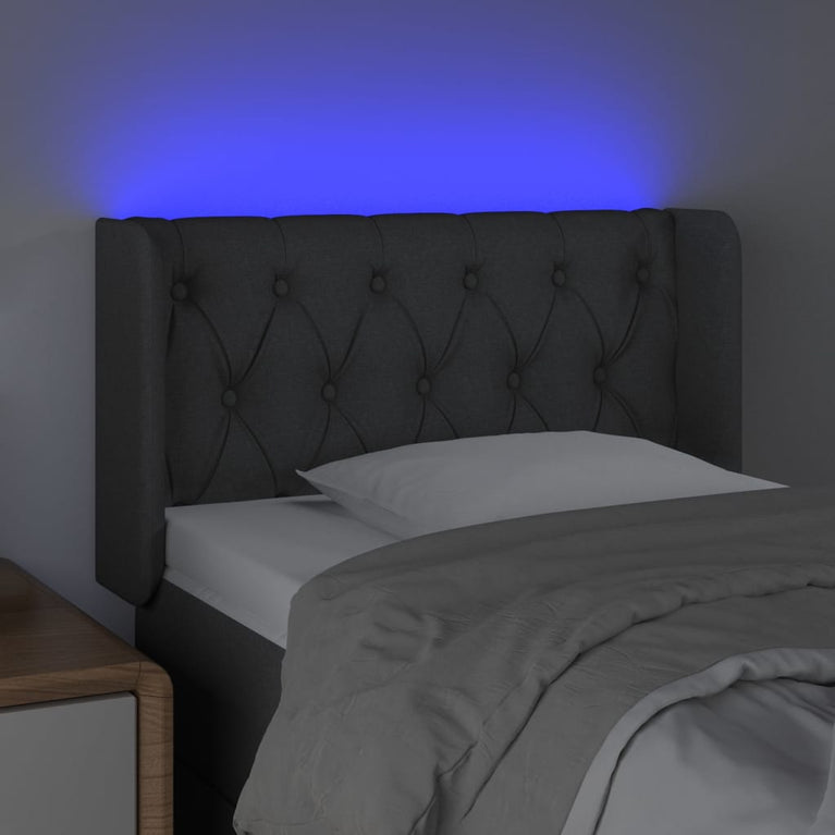 Hoofdbord LED 83x16x78/88 cm stof donkergrijs