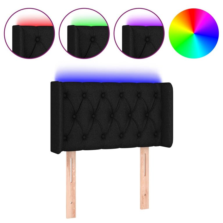Hoofdbord LED 83x16x78/88 cm stof zwart