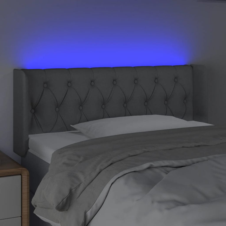Hoofdbord LED 93x16x78/88 cm stof lichtgrijs