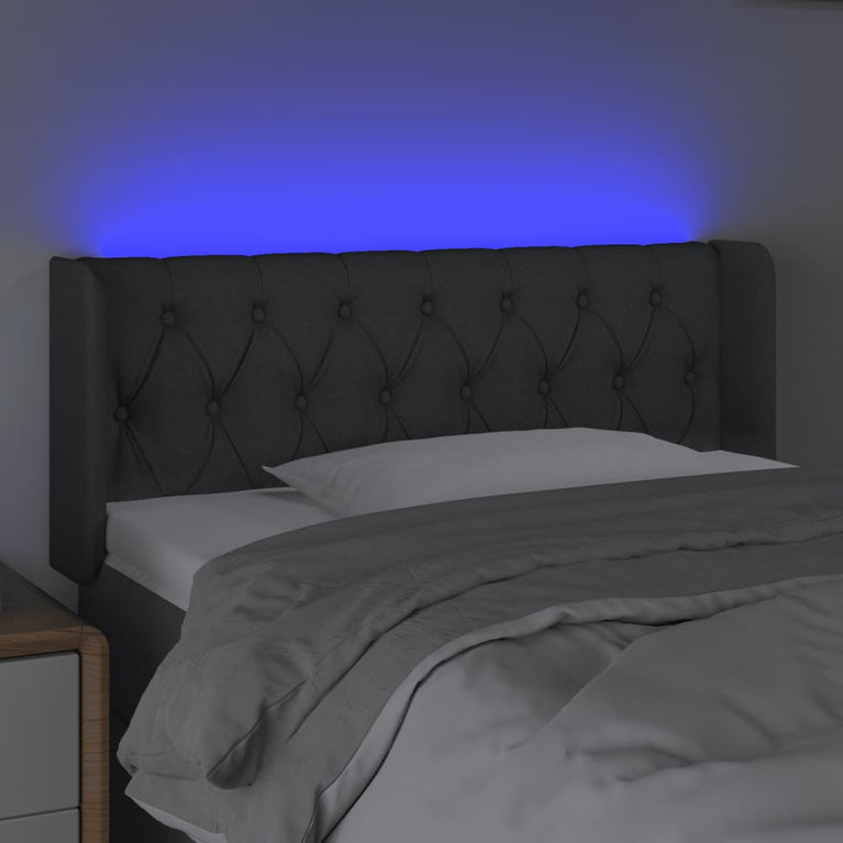 Hoofdbord LED 93x16x78/88 cm stof donkergrijs