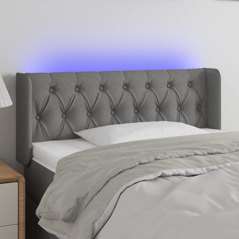 Hoofdbord LED 93x16x78/88 cm stof donkergrijs