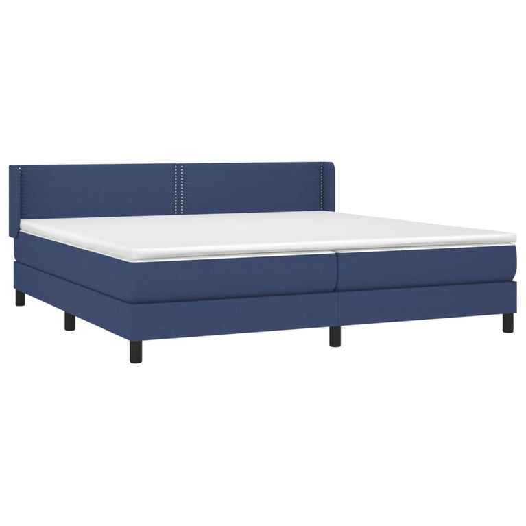 Boxspring met matras stof blauw 200x200 cm
