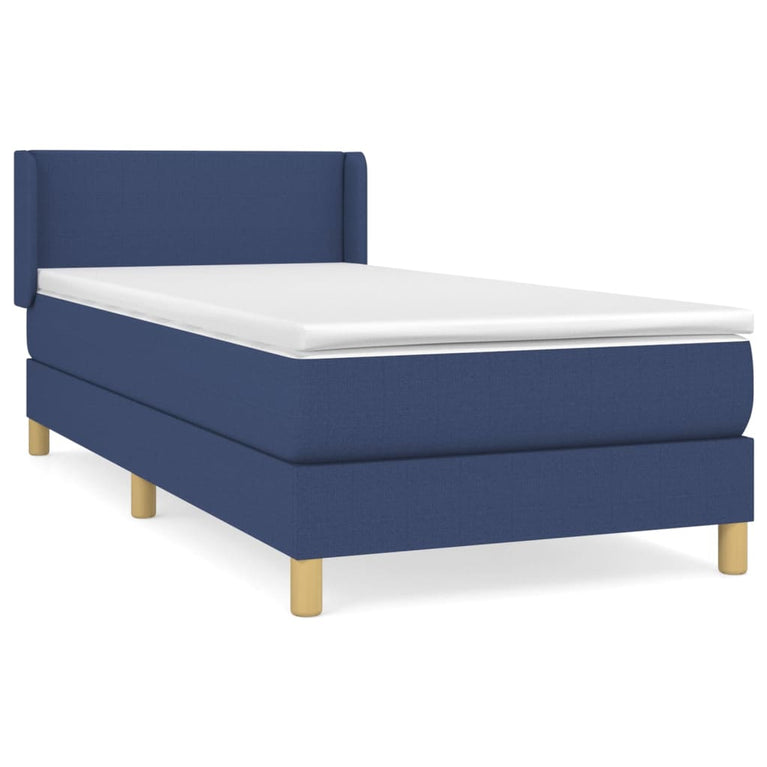 Boxspring met matras stof blauw 100x200 cm