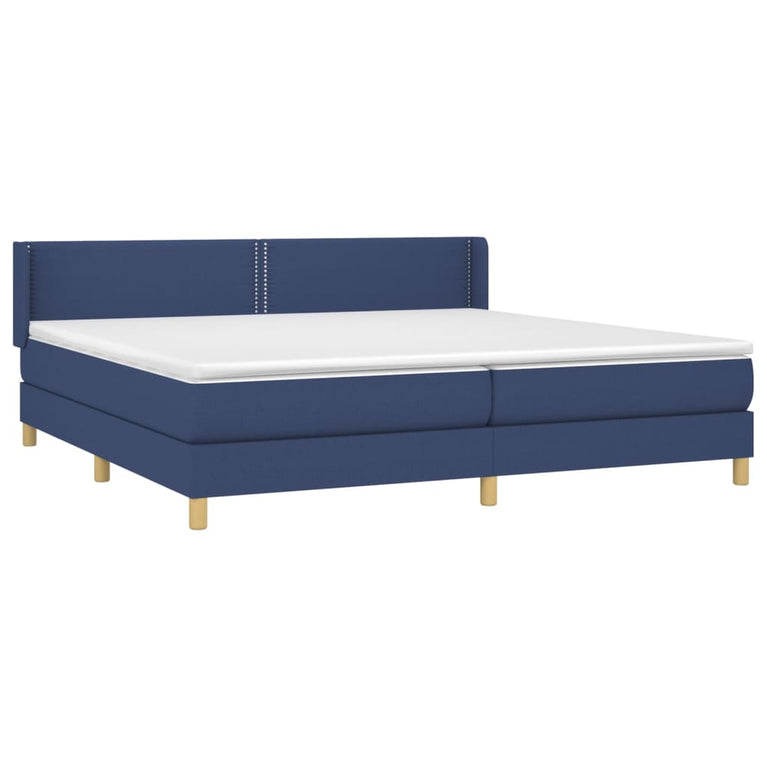Boxspring met matras stof blauw 200x200 cm