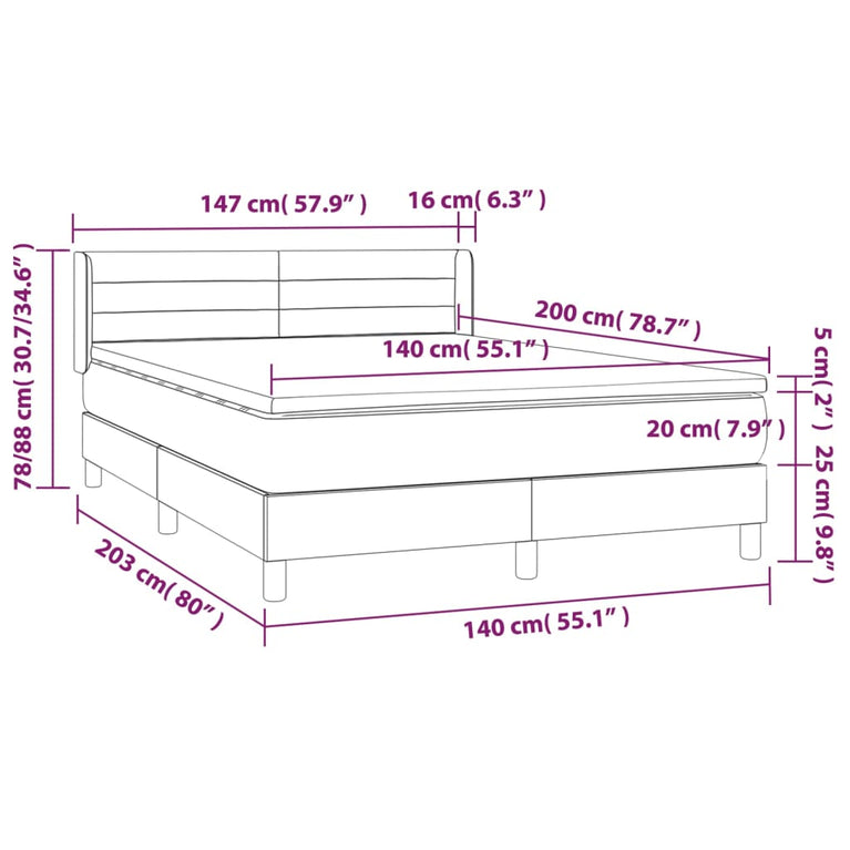 Boxspring met matras stof donkerbruin 140x200 cm