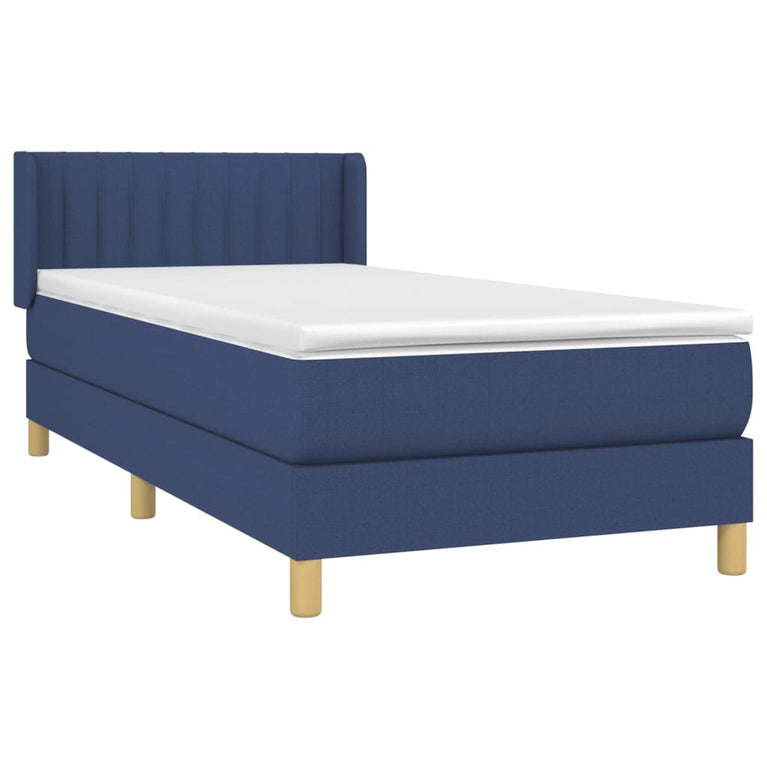 Boxspring met matras stof blauw 100x200 cm