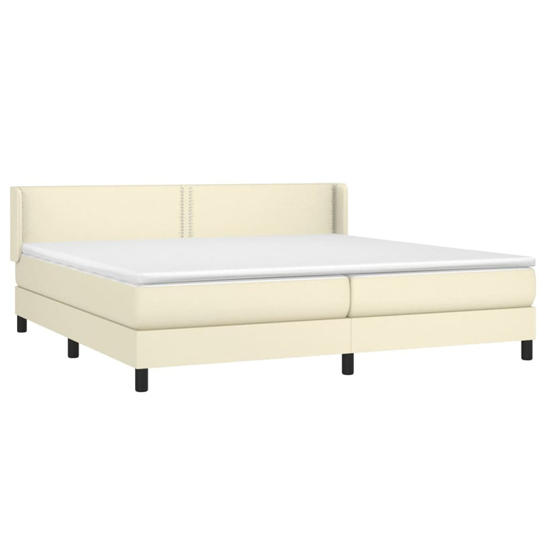 Boxspring met matras kunstleer crèmekleurig 200x200 cm
