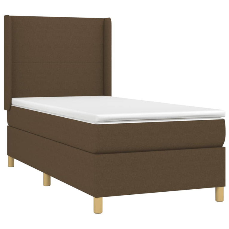 Boxspring met matras stof donkerbruin 80x200 cm