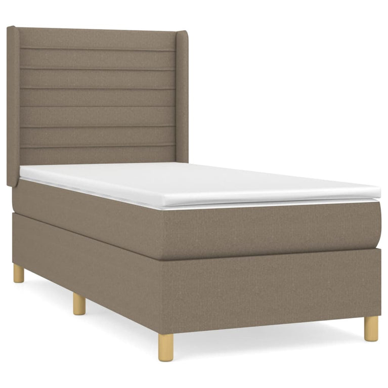 Boxspring met matras stof taupe 100x200 cm