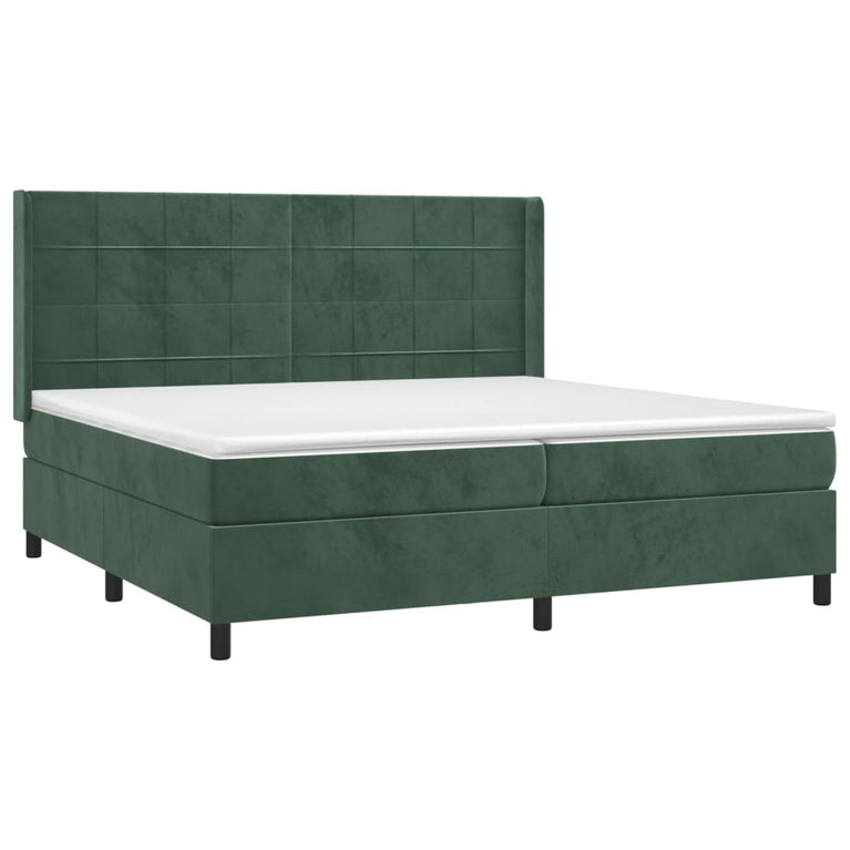 Boxspring met matras fluweel donkergroen 200x200 cm