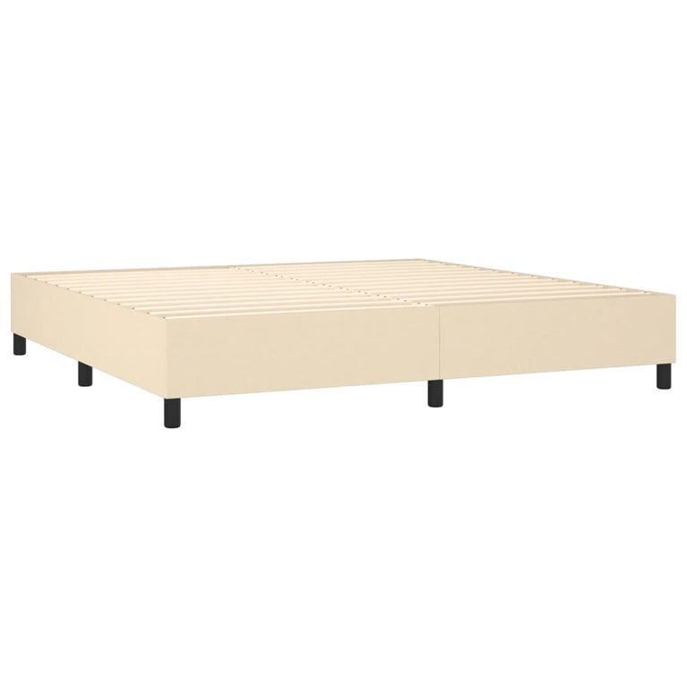 Boxspring met matras en LED stof crèmekleurig 200x200 cm