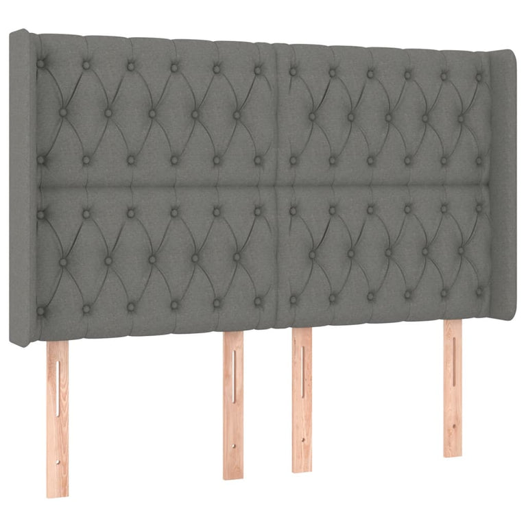 Boxspring met matras en LED stof donkergrijs 140x190 cm