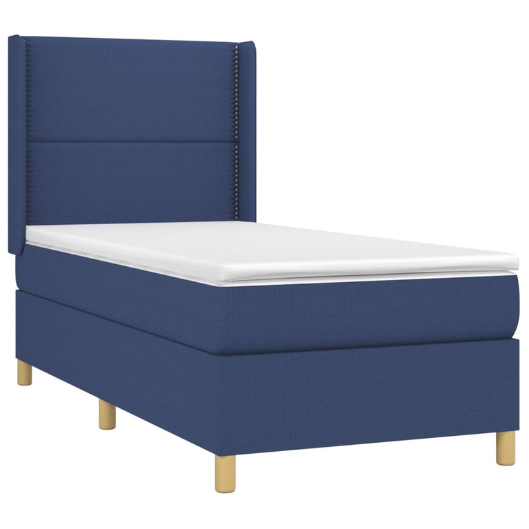 Boxspring met matras en LED stof blauw 100x200 cm