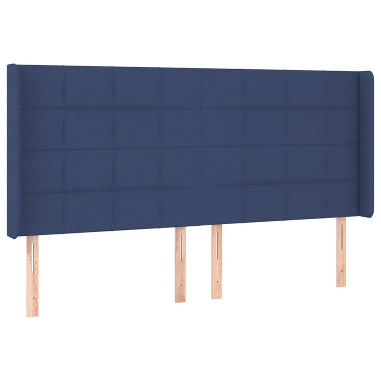 Boxspring met matras en LED stof blauw 200x200 cm