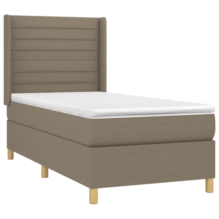 Boxspring met matras en LED stof taupe 100x200 cm