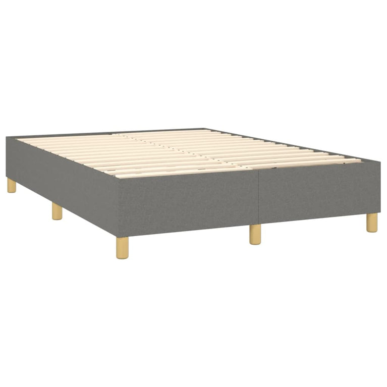 Boxspring met matras en LED stof donkergrijs 140x190 cm