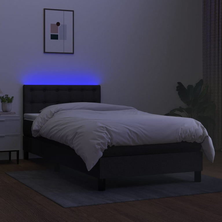Boxspring met matras en LED stof zwart 80x200 cm