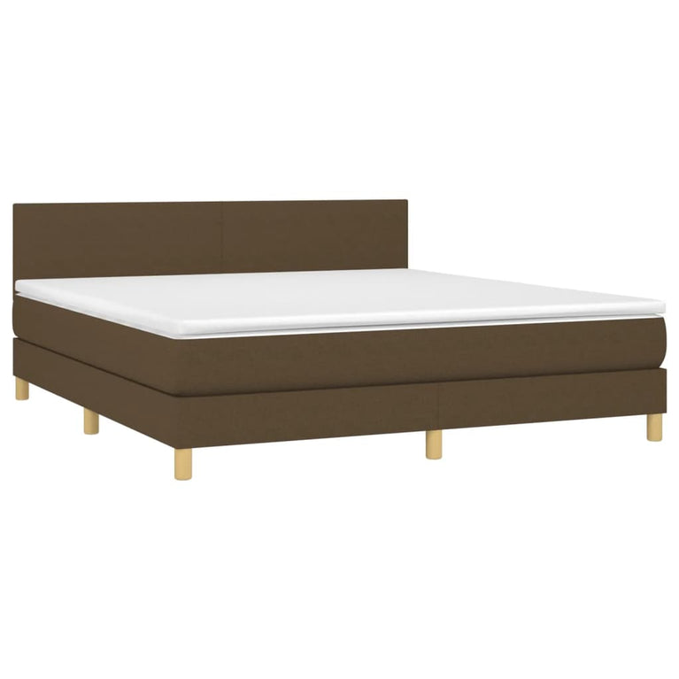 Boxspring met matras en LED stof donkerbruin 180x200 cm