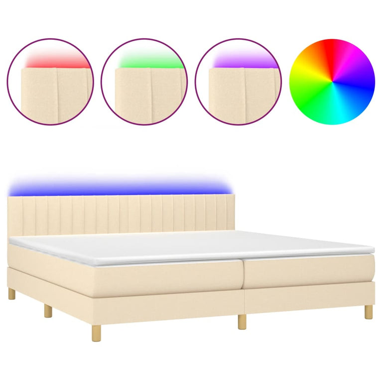 Boxspring met matras en LED stof donkergrijs 80x200 cm
