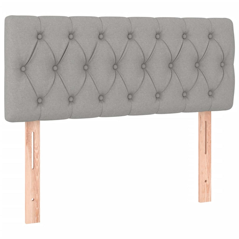 Boxspring met matras en LED stof lichtgrijs 90x200 cm