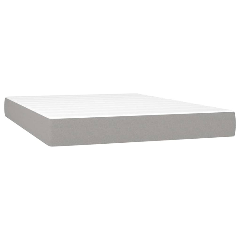 Boxspring met matras en LED stof lichtgrijs 140x190 cm
