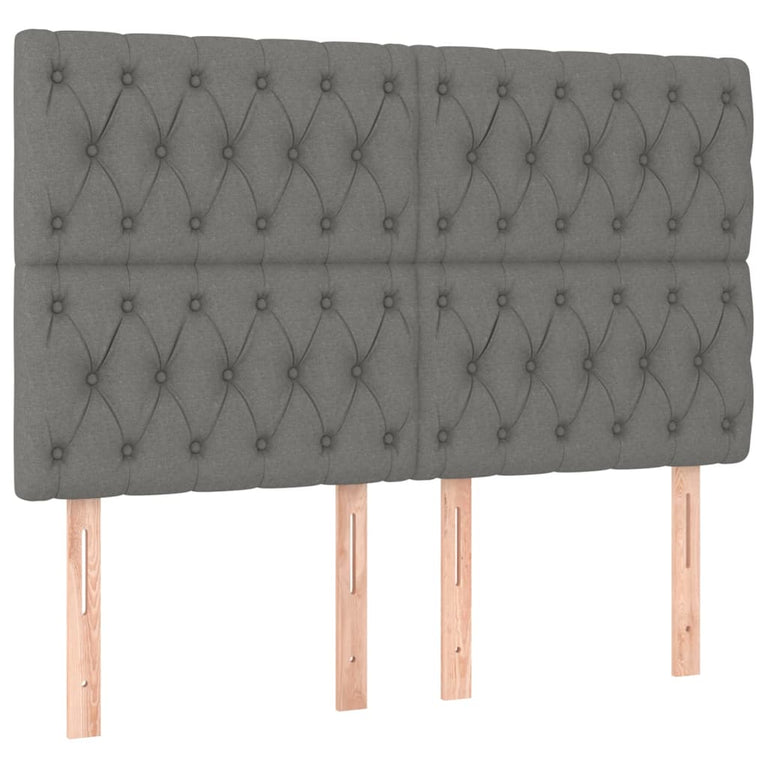 Boxspring met matras en LED stof donkergrijs 140x200 cm
