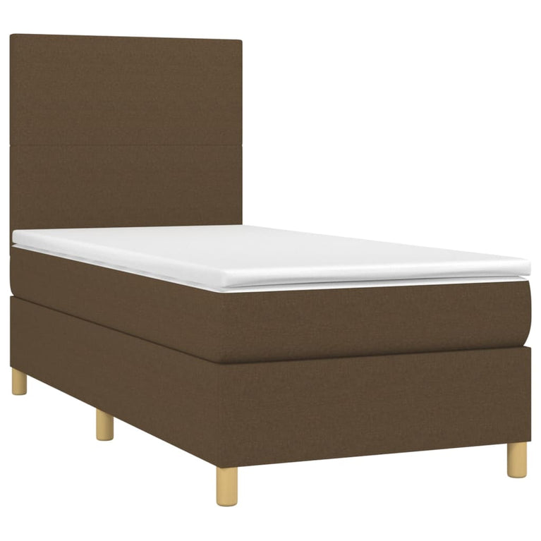 Boxspring met matras en LED stof donkerbruin 80x200 cm