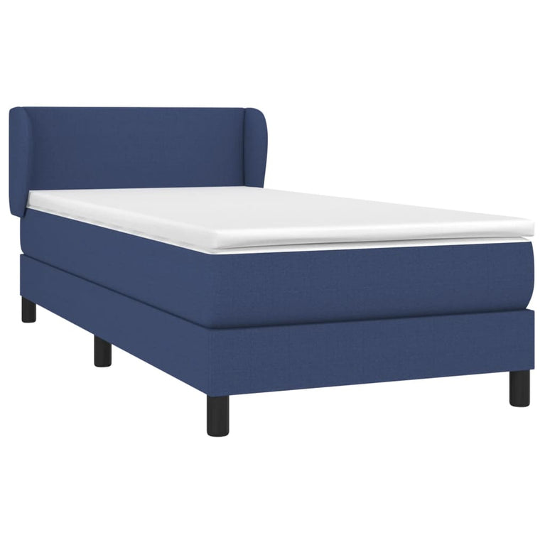Boxspring met matras stof blauw 100x200 cm