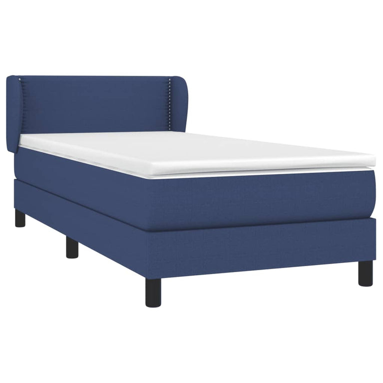 Boxspring met matras stof blauw 100x200 cm