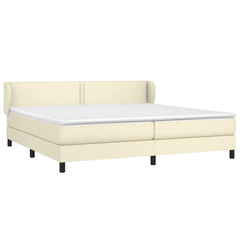 Boxspring met matras kunstleer crèmekleurig 200x200 cm