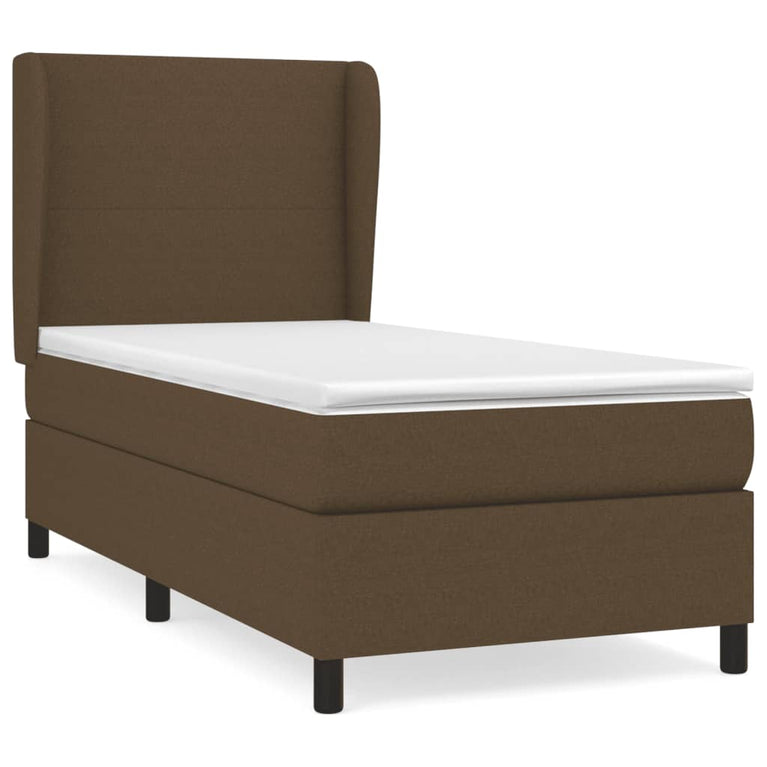 Boxspring met matras stof donkerbruin 80x200 cm