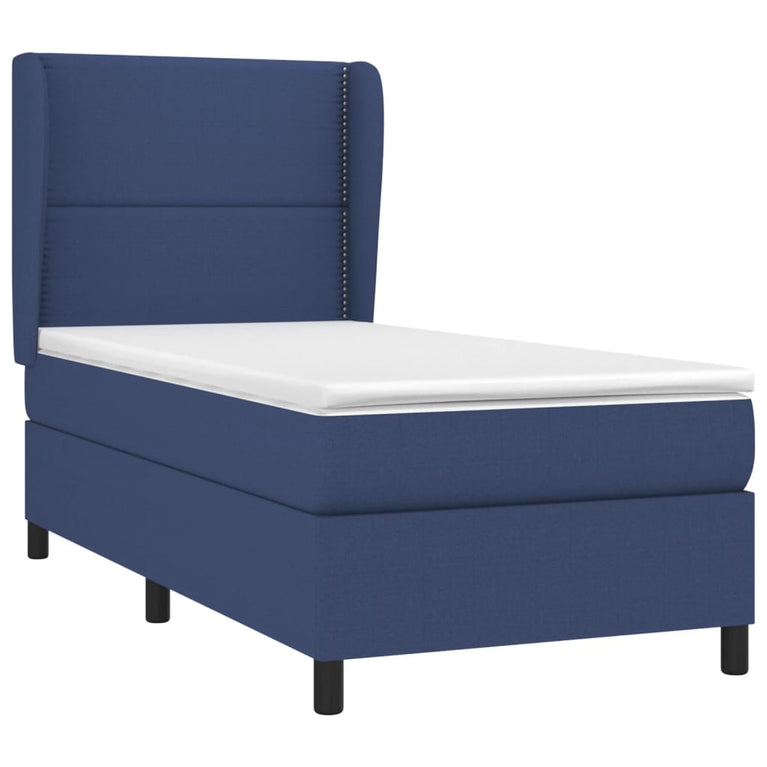 Boxspring met matras stof blauw 100x200 cm