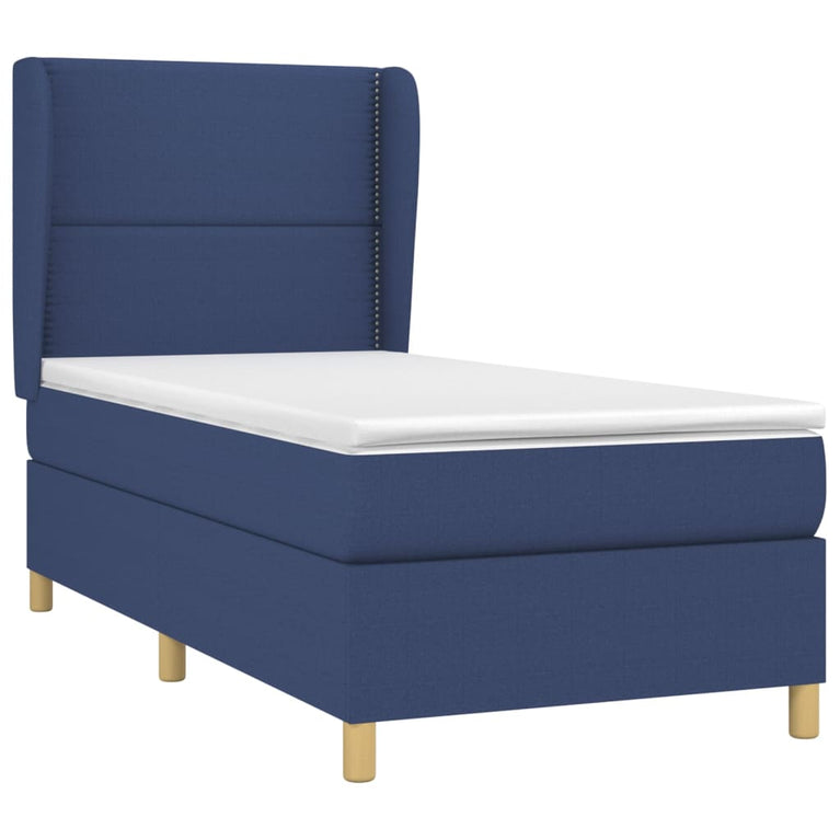 Boxspring met matras stof blauw 100x200 cm