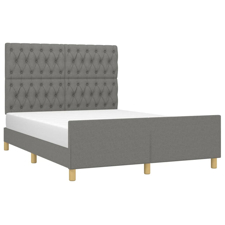 Bedframe met hoofdeinde stof donkergrijs 140x200 cm