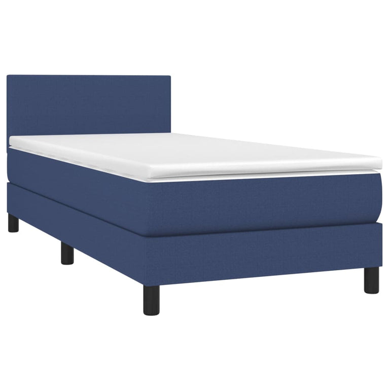 Boxspring met matras stof blauw 100x200 cm