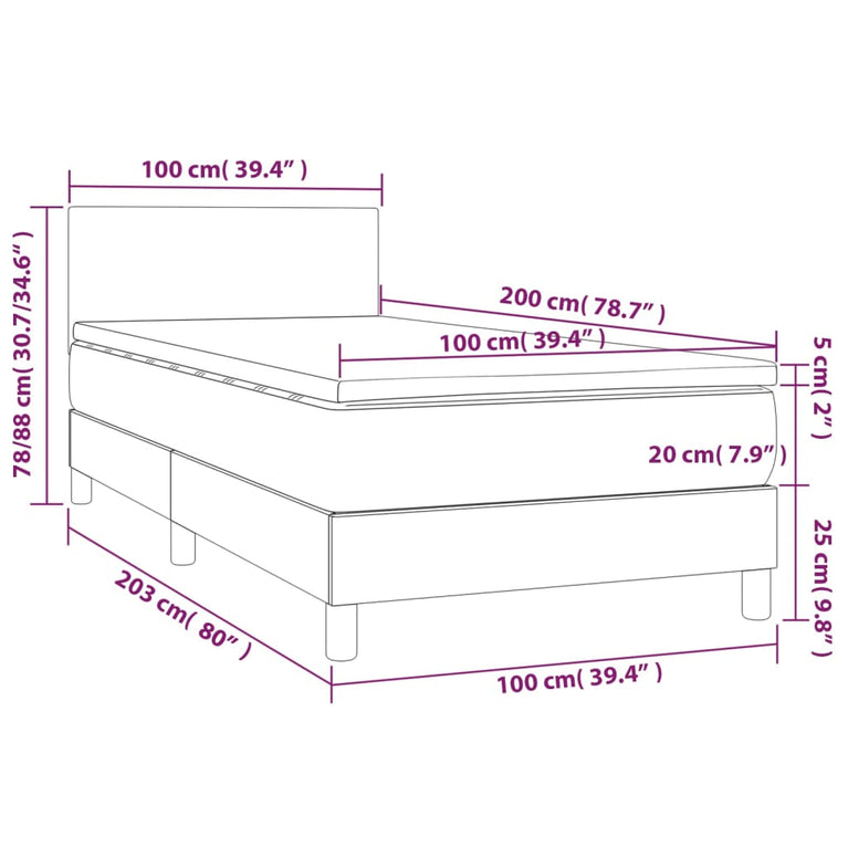 Boxspring met matras stof blauw 100x200 cm